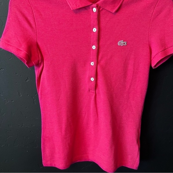 Lacoste Short Sleeve Slim Fit Stretch Pique Polo Shirt Color: pink Size:32/0 New - Picture 8 of 8